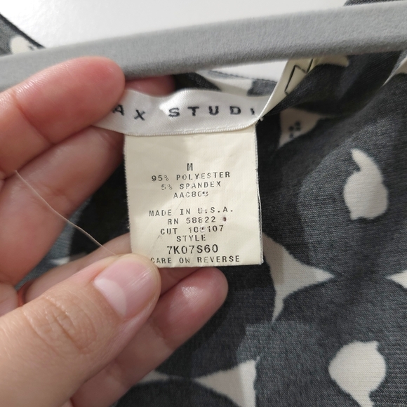 MAX STUDIO Vintage Black White Abstract Puff Sleeve Vneck Dress, Witchy, M - Picture 9 of 15